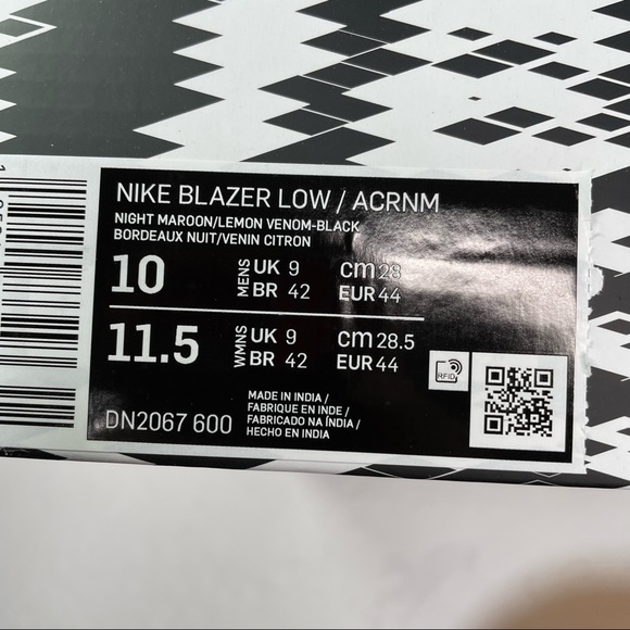 Nike Blazer Low Acronym Customizable Maroon & Black Basketball Size 10 Sneakers - Picture 13 of 14